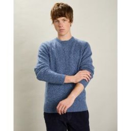 Hartford - Pull 100% Laine Équipage Sans Couture denim XXL