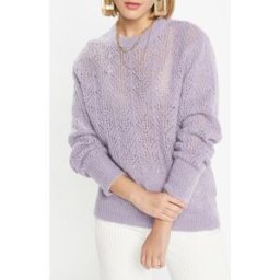 Galeries Lafayette - Pull en Maille pointelle mousseuse violet parme XS