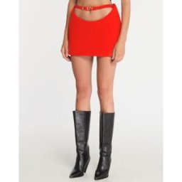 Y Project - Jupe à découpe en Laine & Cachemire Y Belt Arc Mini rouge 38