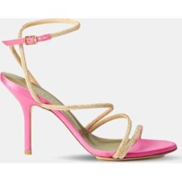 Maria Luca - Sandales en Soie & Strass roses - Talon 9 cm 41
