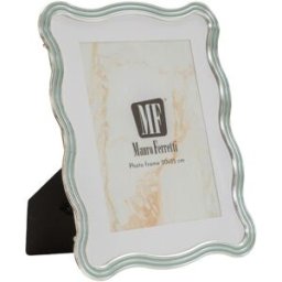Mauro Ferretti - Cadre photo en zinc et verre Elizabeth bleu clair/argent– 22,7x1,3x27,6 cm (format photo 20x25 cm) OS