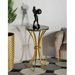 Mauro Ferretti - Table Haute Shanty doré/noir - 50x92 cm OS
