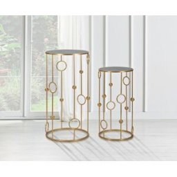 Mauro Ferretti - 2 Tables d'appoint Cage dorées OS