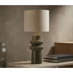 Mauro Ferretti - Lampe de table en céramique, fer et tissu Harmony verte – D.30x64,5 cm OS