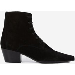 The Kooples - Bottines en Velours de Cuir à lacets noires 39