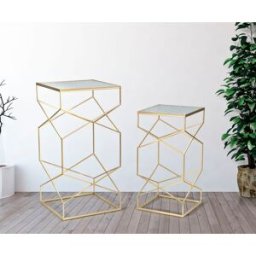 Mauro Ferretti - 2 Tables d'appoint en Verre Coppia dorées OS