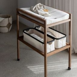 Quax Table à langer avec roulettes Mori Chataigner
