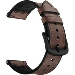 INF Bracelet de montre en silicone et cuir PU 20mm compatible with Samsung Watch4 et compatible with Huawei GT4 - Marron 20 mm