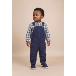 BOUT'CHOU Salopette longue en velours unie en coton BIO GOTS 18 mois