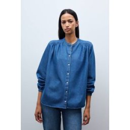 MONOPRIX Blouse manches longues jean en coton BIO GOTS S