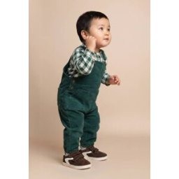 BOUT'CHOU Salopette longue en velours unie en coton BIO GOTS 6 mois