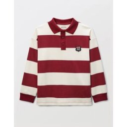 MONOPRIX Polo manches longues rayé contenant du coton BIO GOTS 12 ans