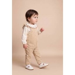 BOUT'CHOU Salopette longue en velours unie en coton BIO GOTS 18 mois