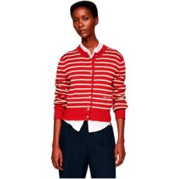Tommy Hilfiger Cardigan Mini Co Breton Stripe Dark Magma / Country Ivory M Femme