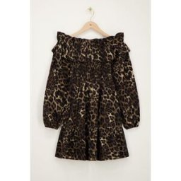 Robe à épaules dénudées avec imprimé léopard My Jewellery Noir/Beige L femme