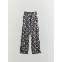 BHOEM Pantalons fluides Ample en satin imprimé fleuri BHOEM Noir/Écru Noir FR 40 (EU 38)