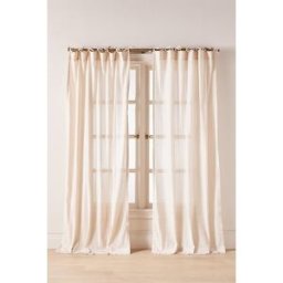 Rideau Transparent en Coton Dobby à Rayures et Attache en Beige taille: 50 x 84 chez Anthropologie