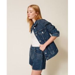 Actitude by Twinset Short en jean avec strass
