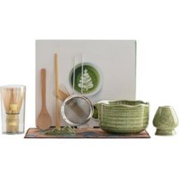INF Bol matcha en céramique avec bec - Ensemble matcha 8 pièces à bord en dentelle avec chasen en bambou fait main, chashaku et Vert