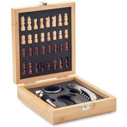 Set à vin et jeu d'échecs personnalisable - CHESSET bambou bois
