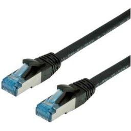Value 21.99.1967 RJ45 Câble réseau, câble patch CAT 6a S/FTP 10.00 m noir blindage double, sans halogène, ignifuge 1 pc(s)