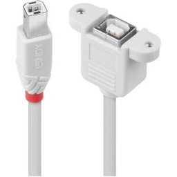 LINDY Câble USB USB 2.0 USB-B mâle, USB-B femelle 1.00 m gris pour montage en tube creux, avec manchon de protection contre les pliages, blindage double 31801