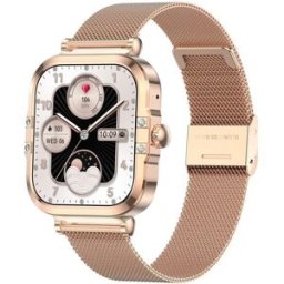 Montre Connectée Synerfit Véga Amoled 1,38" Cardio Sommeil Multisport Milanais Or