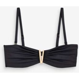 mintvelvet Mint Velvet Black Italian Fabric Non Pad Underwired Bandeau Bikini Top Noir 90 A