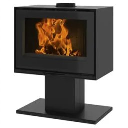 GODIN Poêle à bois panorama Huriel 80 sur pied 10 KW buche de 50 cm - 411202ANTH