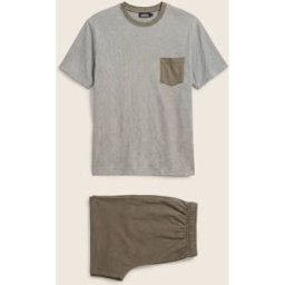 MONOPRIX Pyjama T-shirt manches courtes rayé et Short en jersey de coton BIO GOTS XXL