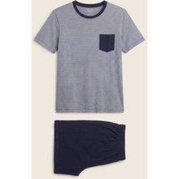 MONOPRIX Pyjama T-shirt manches courtes rayé et Short en jersey de coton BIO GOTS XXL