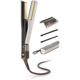 Lisseur + Sèche-cheveux Shark SilkiPro Straight tout-en-un, avec étui de rangement résistant à la chaleur - Moka métallisé Moka HT401EUSL par SharkNinja