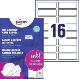 Avery Zweckform L4783-20 Etiquette badges 88.9 x 31 mm acétate de cellulose blanc 320 pc(s) décollable imprimante laser, imprimante laser couleur,