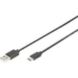 Digitus Câble USB USB 2.0 USB-C® mâle, USB-A mâle 1.00 m noir flexible AK-300154-010-S