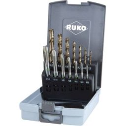RUKO 245051RO Set de tarauds pour machine 14 pièces métrique M3, M4, M5, M6, M8, M10, M12 coupe à droite DIN 371, DIN 376 HSSE-Co 5 forme B 1 set