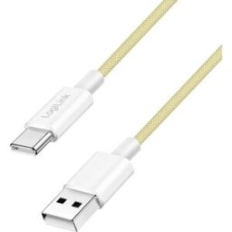 LogiLink Câble USB-C USB 2.0 USB-A mâle, USB-C® mâle 1.5 m jaune gaine textile, blindé CU0334