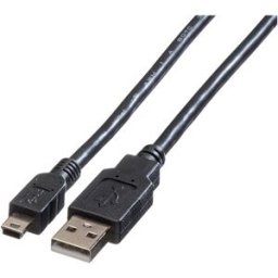 Roline Câble USB USB 2.0 USB-A mâle, USB-Mini-B mâle 1.80 m noir blindé 11.02.8719