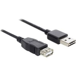 Delock Câble USB USB 2.0 USB-A mâle, USB-A femelle 5.00 m noir connecteur utilisable des deux cotés, contacts dorés, certifié UL 83373