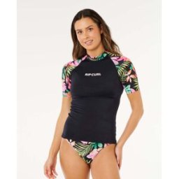 Rip Curl T-shirt anti-UV Molokai manches courtes insert floral Noir L Female