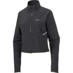Salomon - Veste demi-zippée courte coupe-vent - Sense Aero Hybrid Crop Pullover W Deep Black - Taille XS - Noir