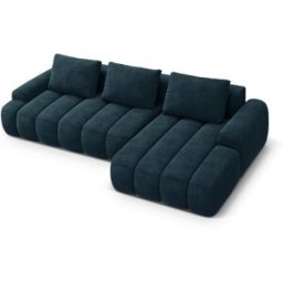 Maison Héritage - Canapé d'angle droit velours convertible avec coffre Kimi 3 Places pétrole profond - 275x142x84 cm OS