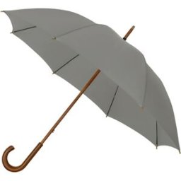 Impliva - Parapluie Canne et écologique ouverture manuelle poignée en bois gris OS