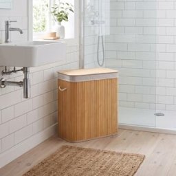 Calicosy - Panier à linge Ysa 150 L en bambou 3 compartiments - H.60 cm OS