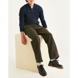 Dockers - Pantalon en Coton Bio Pull On imprimé pied-de-poule marron/bleu S