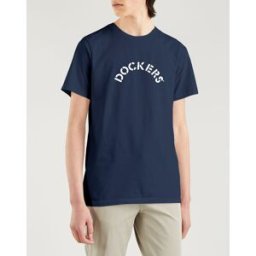 Dockers - T-Shirt 100% Coton Bio Logo bleu marine S