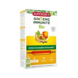 Superdiet Gins4+ 4 Ginsengs Guarana Bio 20 Ampoules de 10 ml - Boîte 20 ampoules de 10 ml