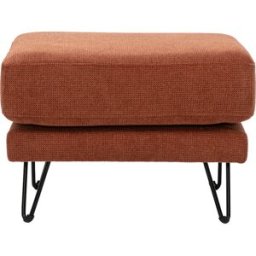 Miliboo Pouf repose-pieds en tissu chenille terre brûlée et métal OSLO