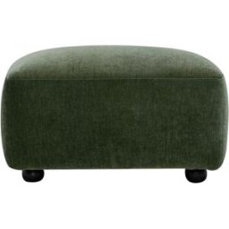 Miliboo Pouf repose pieds en tissu effet velours vert kaki JOYA