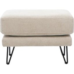Miliboo Pouf repose-pieds en tissu chenille beige et métal OSLO
