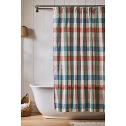 Rideau de douche tissé en coton à carreaux Willow Maeve taille: 72" x 72" chez Anthropologie